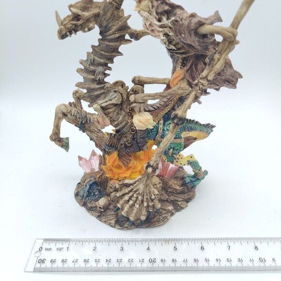 Fantasy Skeleton Bone Dragon Undead Rider Figurine Sculpture Mythical Mediaval - Picture 10 of 12